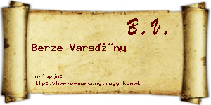 Berze Varsány névjegykártya
