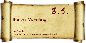 Berze Varsány névjegykártya